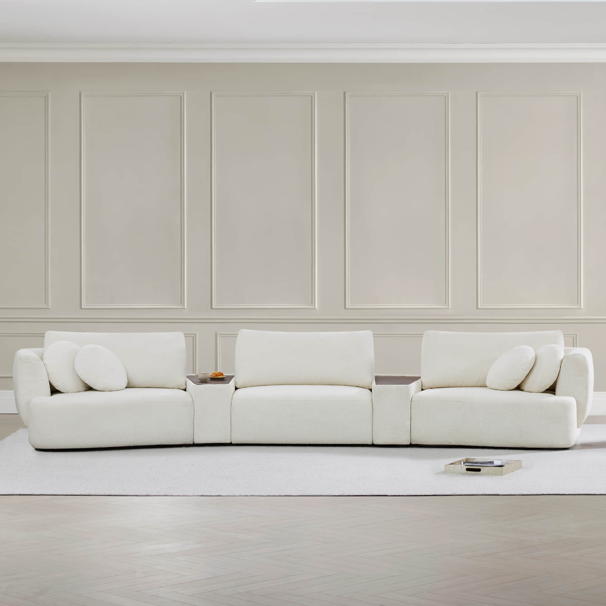 3-Seat Curved Modular Sofa with Generous Dimensions