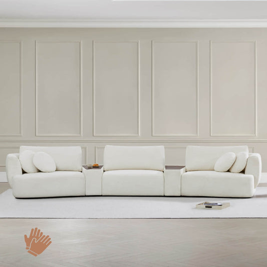 3-Seat Curved Modular Sofa with Generous Dimensions