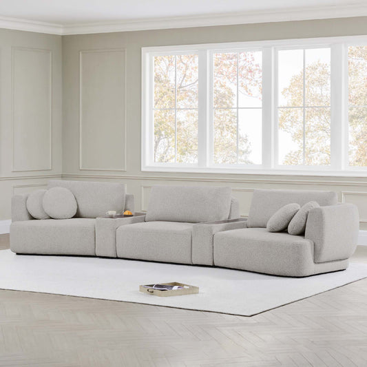 3-Seat Curved Modular Sofa with Generous Dimensions