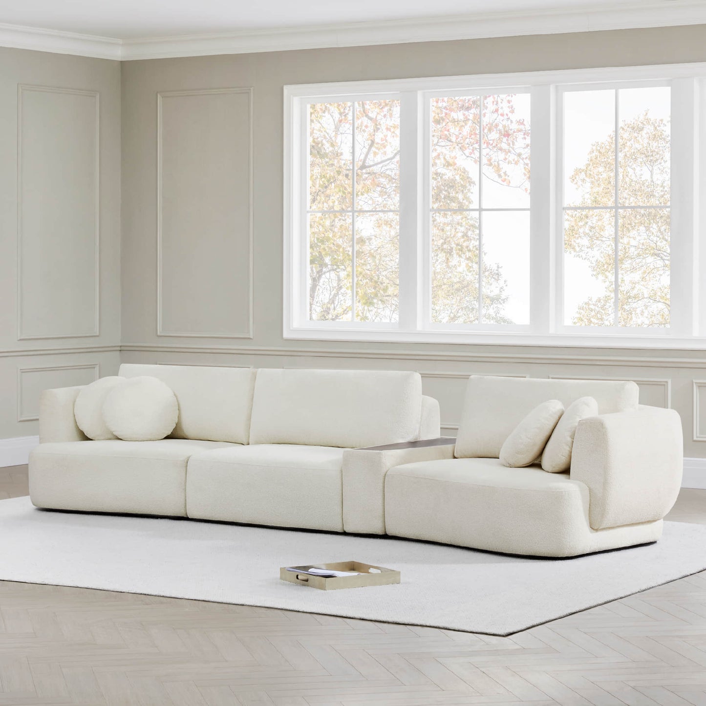 3-Seat Curved Modular Sofa with Generous Dimensions