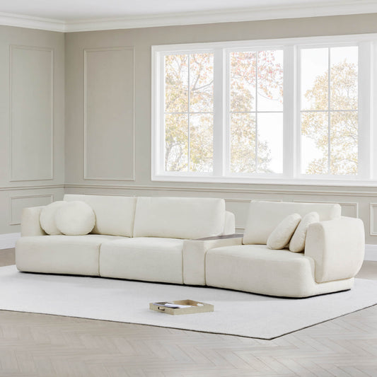 3-Seat Curved Modular Sofa with Generous Dimensions