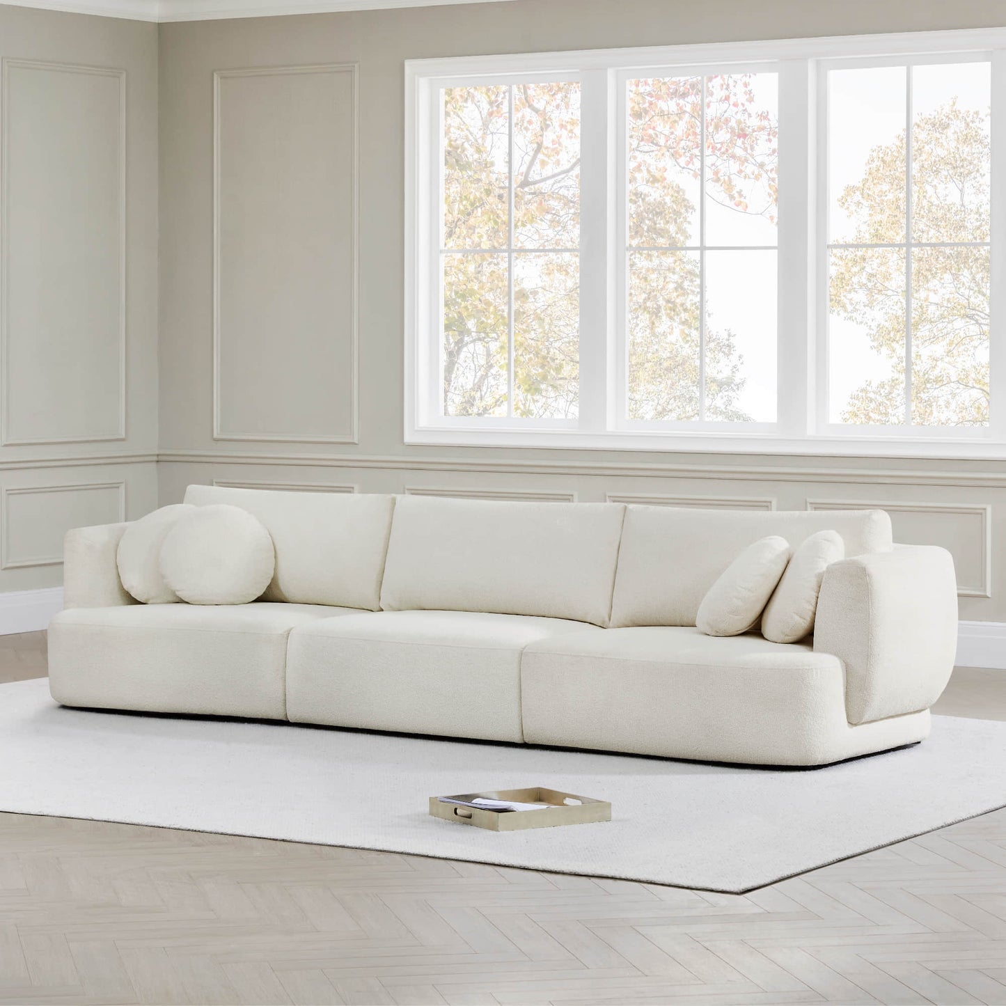 3-Seat Curved Modular Sofa with Generous Dimensions