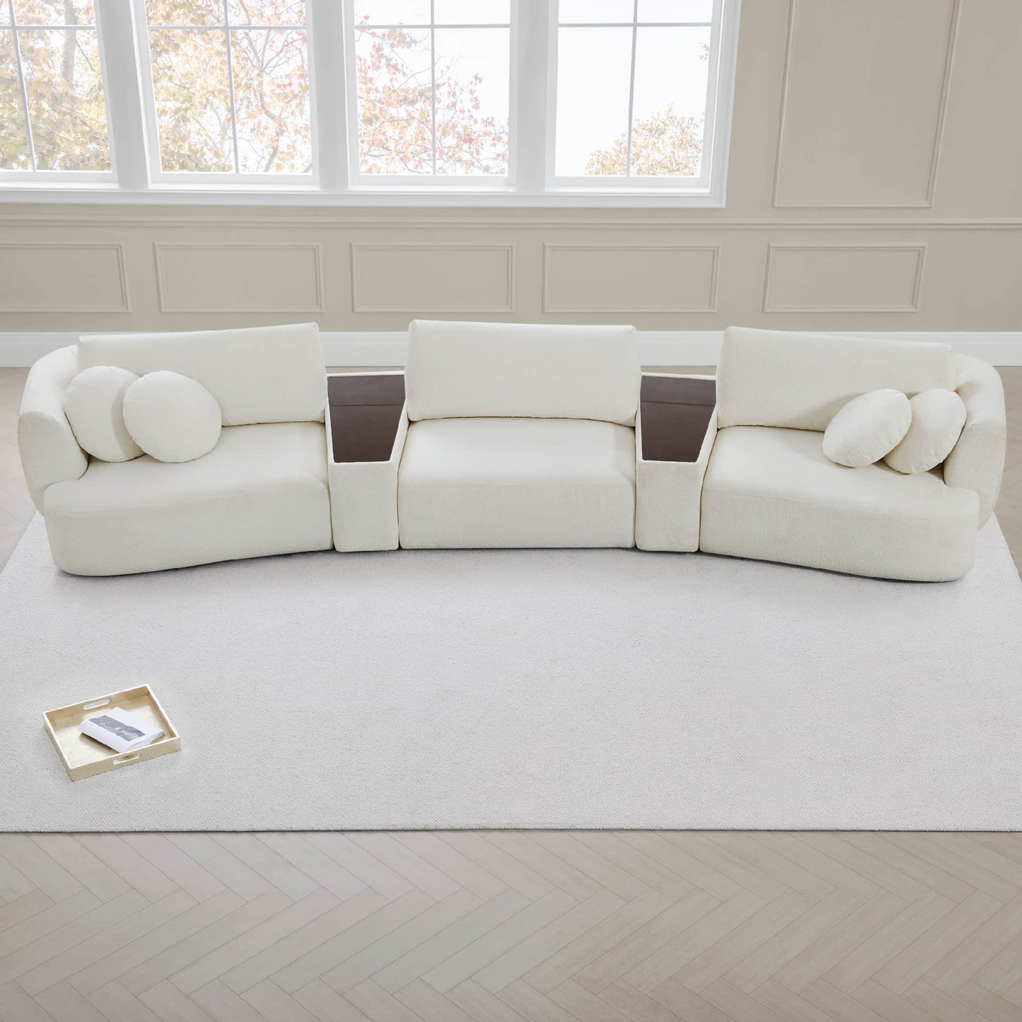 3-Seat Curved Modular Sofa with Generous Dimensions