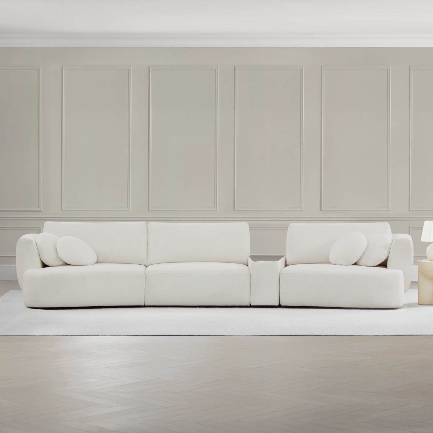 3-Seat Curved Modular Sofa with Generous Dimensions