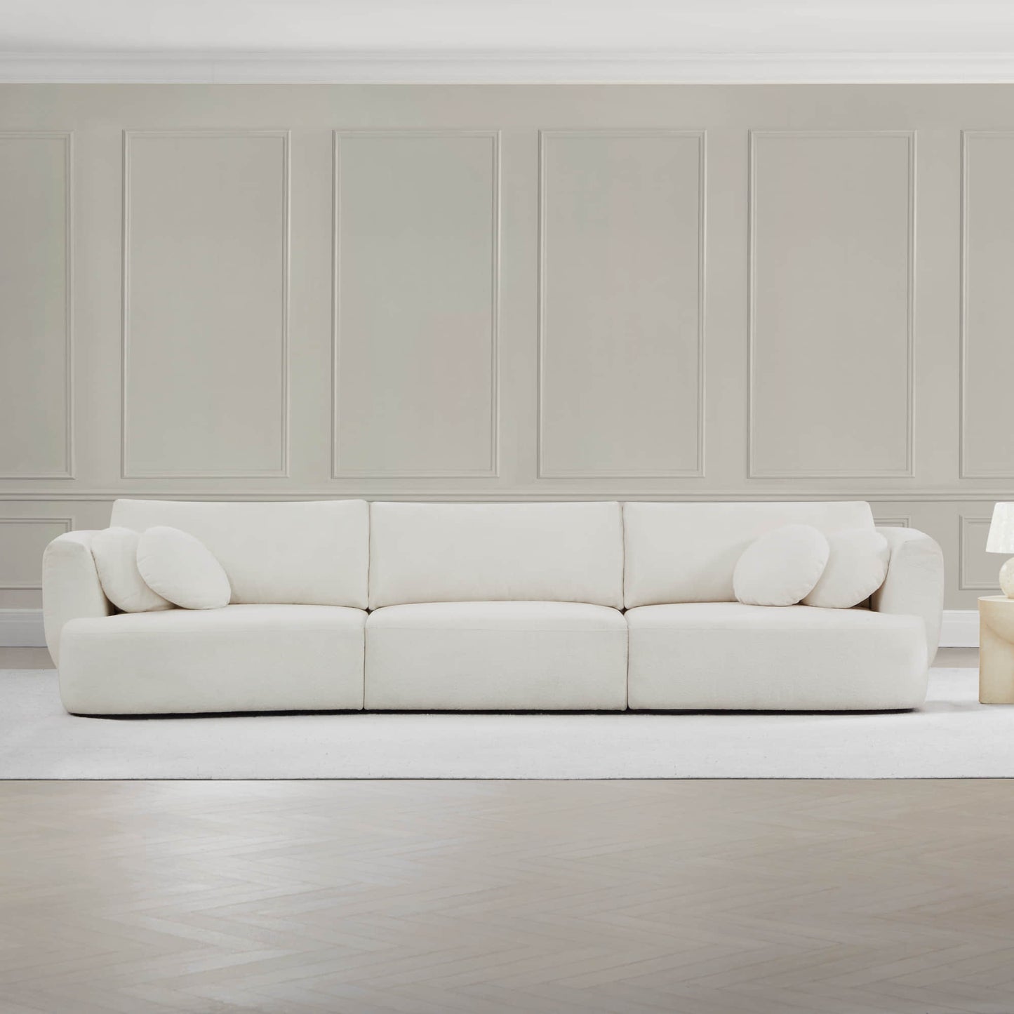 3-Seat Curved Modular Sofa with Generous Dimensions