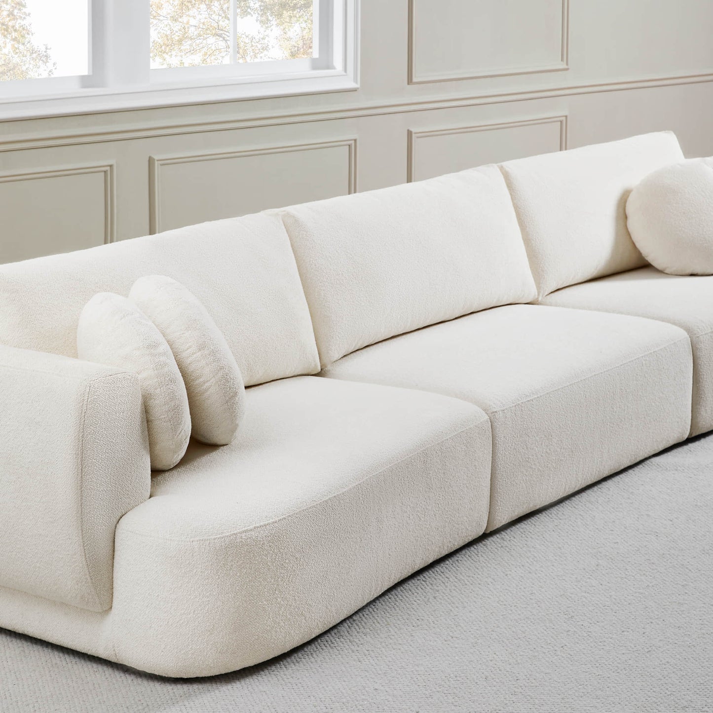 3-Seat Curved Modular Sofa with Generous Dimensions