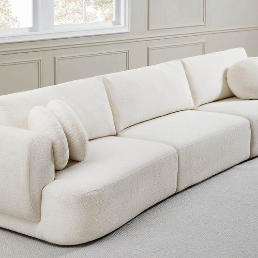 3-Seat Curved Modular Sofa with Generous Dimensions