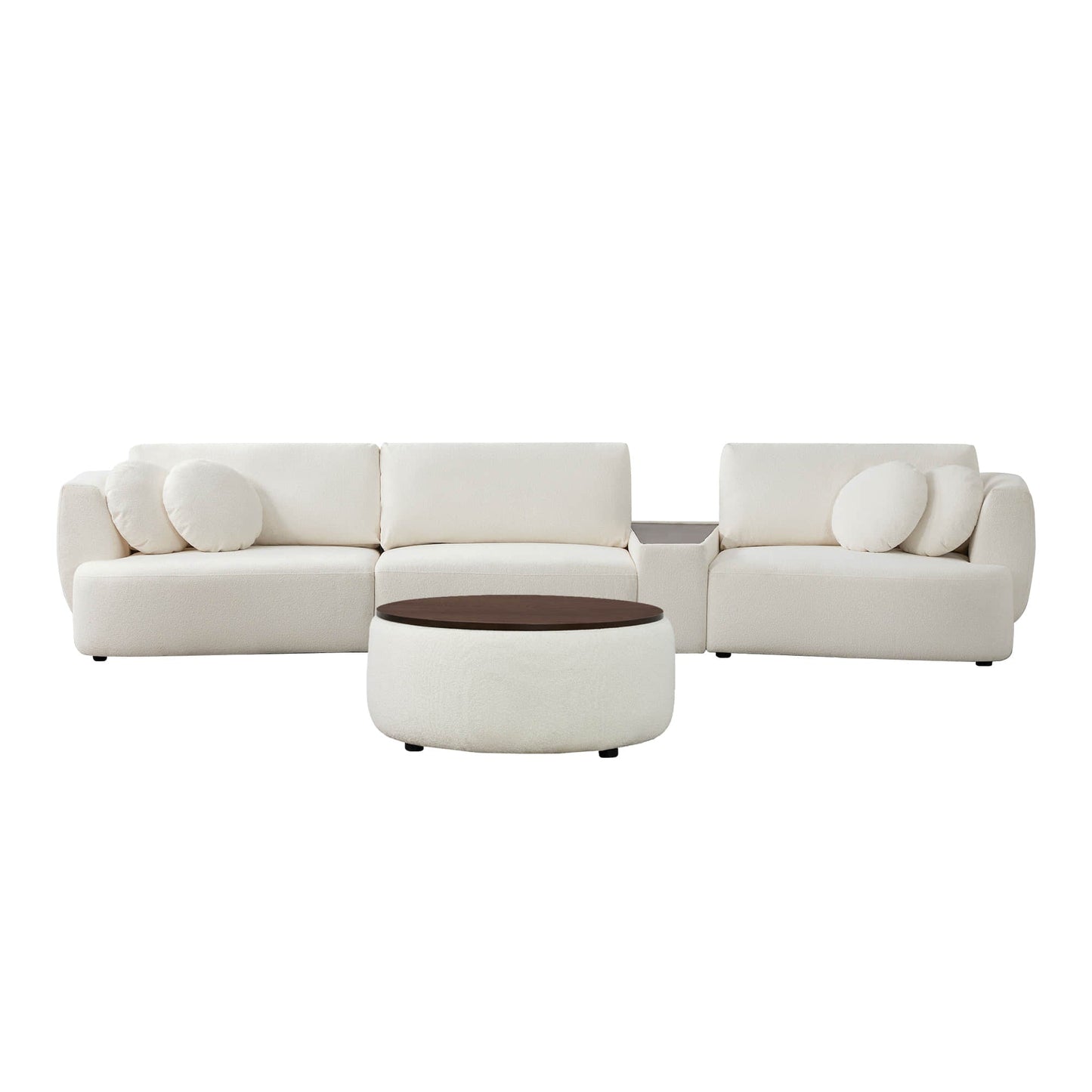 3-Seat Curved Modular Sofa with Generous Dimensions