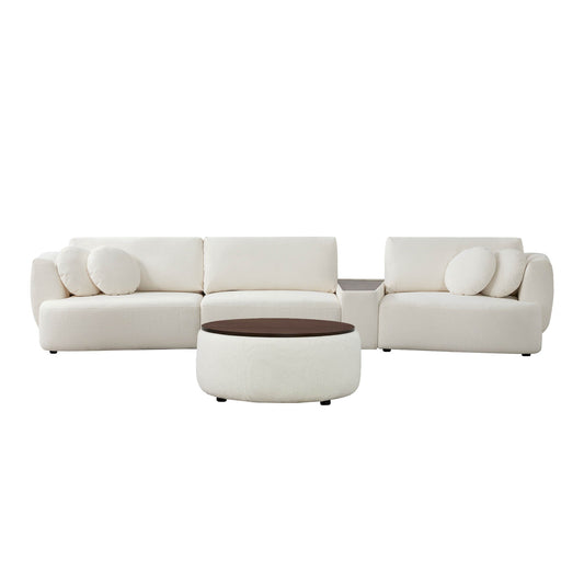 3-Seat Curved Modular Sofa with Generous Dimensions