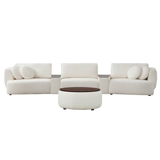 3-Seat Curved Modular Sofa with Generous Dimensions