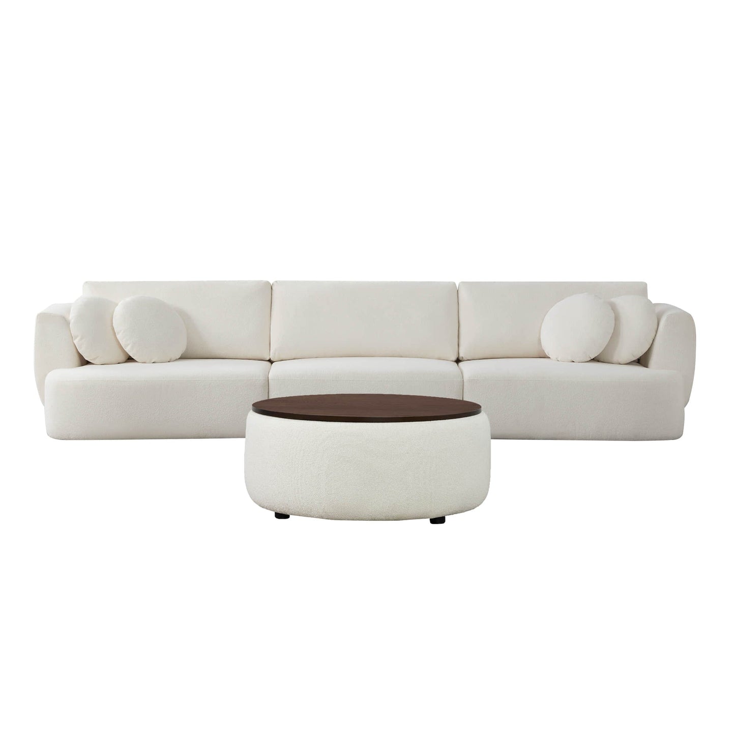 3-Seat Curved Modular Sofa with Generous Dimensions