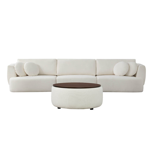3-Seat Curved Modular Sofa with Generous Dimensions