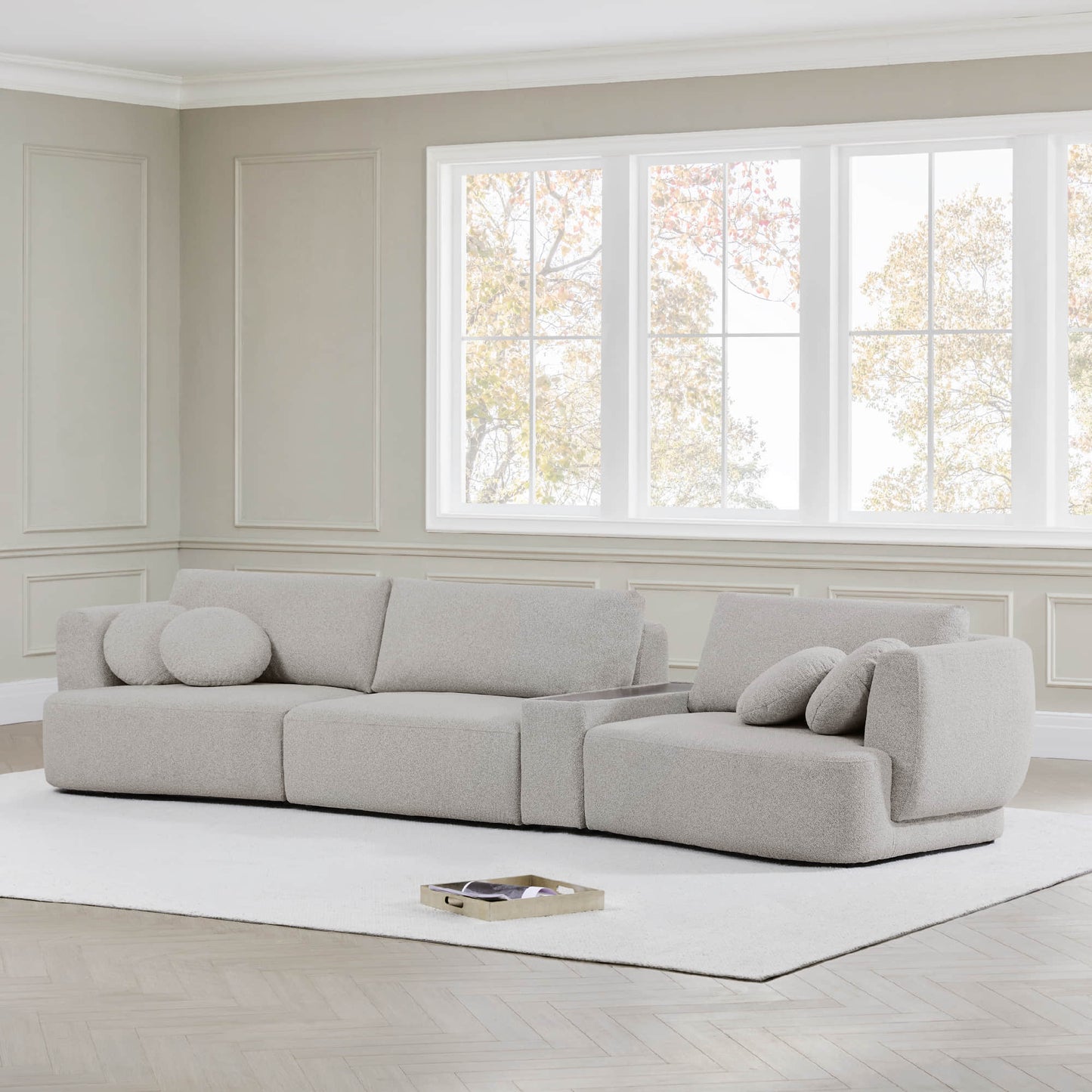 3-Seat Curved Modular Sofa with Generous Dimensions