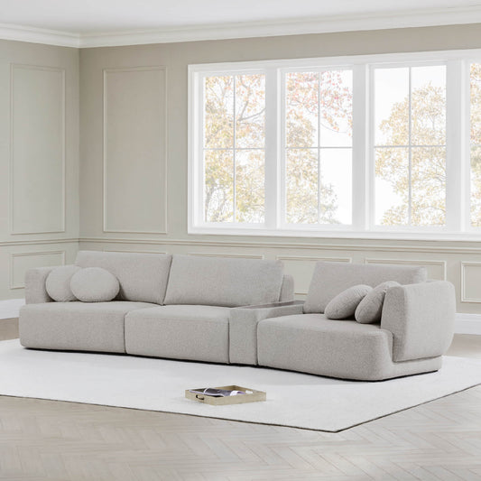 3-Seat Curved Modular Sofa with Generous Dimensions