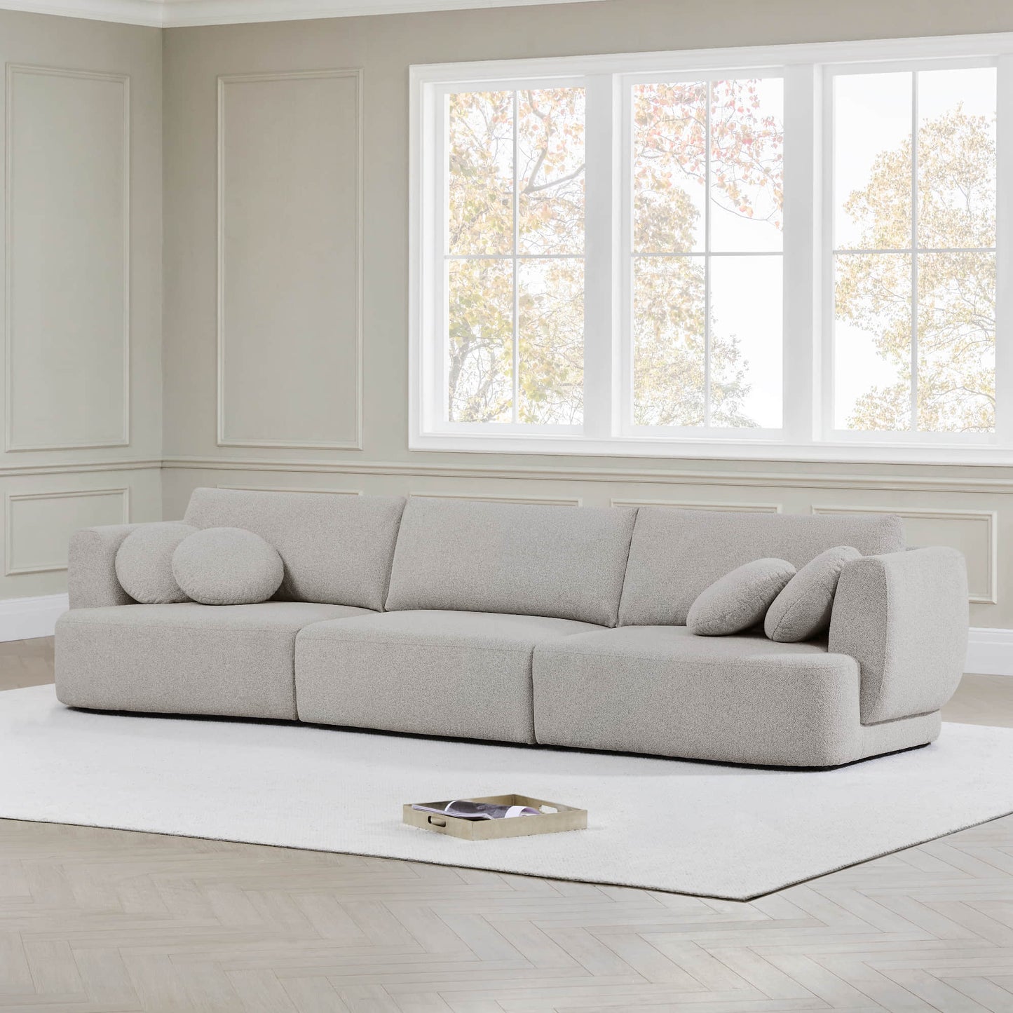 3-Seat Curved Modular Sofa with Generous Dimensions
