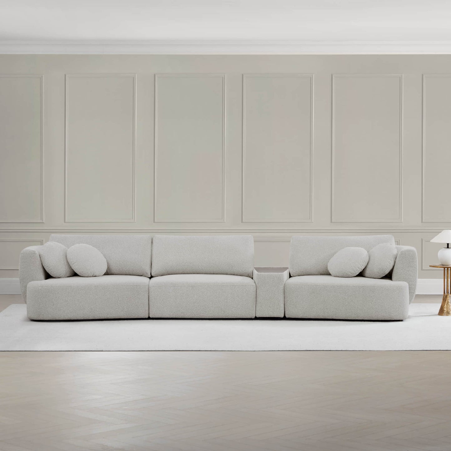 3-Seat Curved Modular Sofa with Generous Dimensions