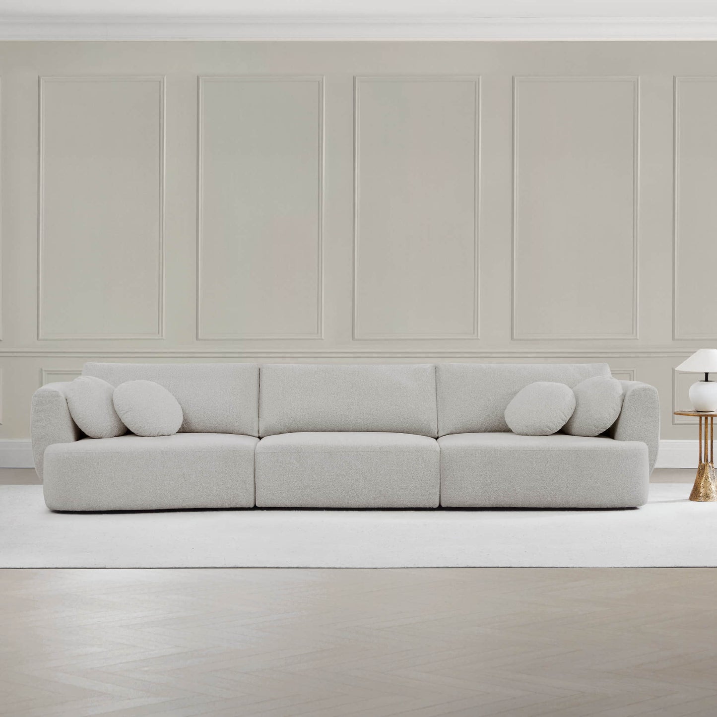 3-Seat Curved Modular Sofa with Generous Dimensions