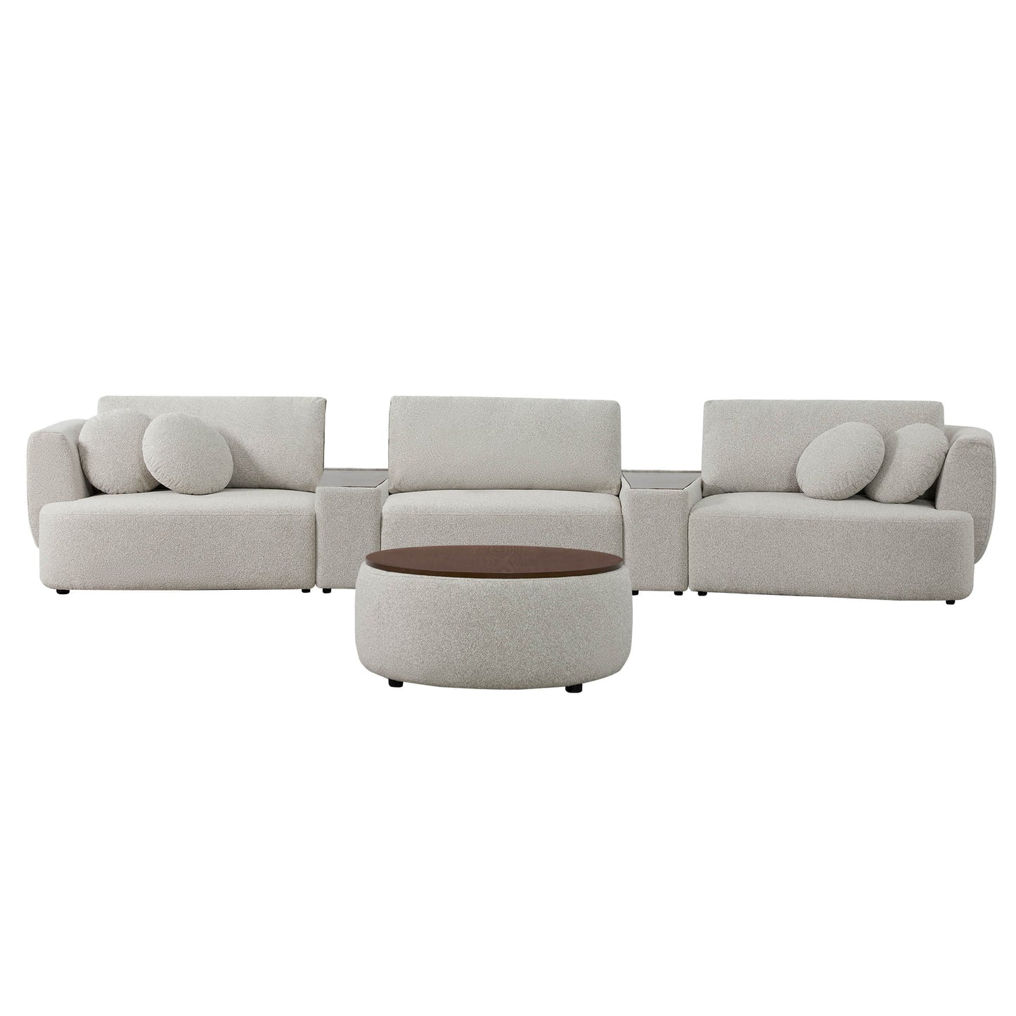 3-Seat Curved Modular Sofa with Generous Dimensions