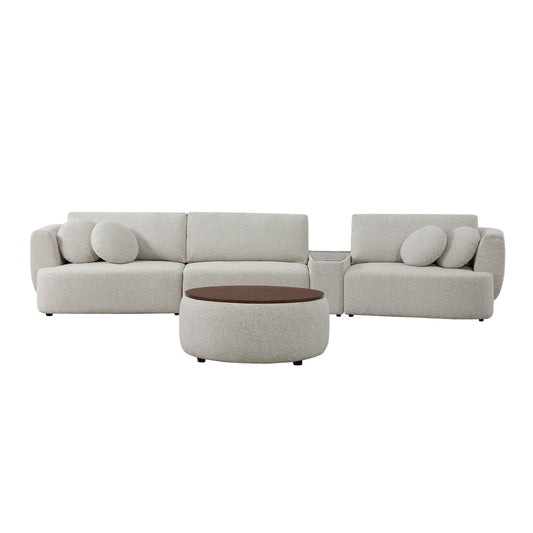 3-Seat Curved Modular Sofa with Generous Dimensions