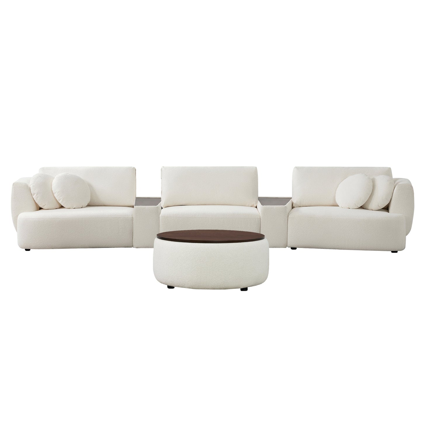 3-Seat Curved Modular Sofa with Generous Dimensions