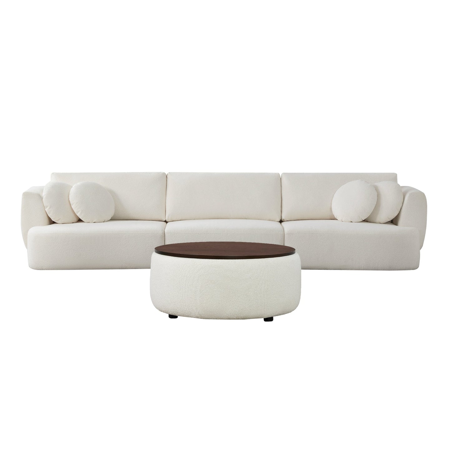 3-Seat Curved Modular Sofa with Generous Dimensions