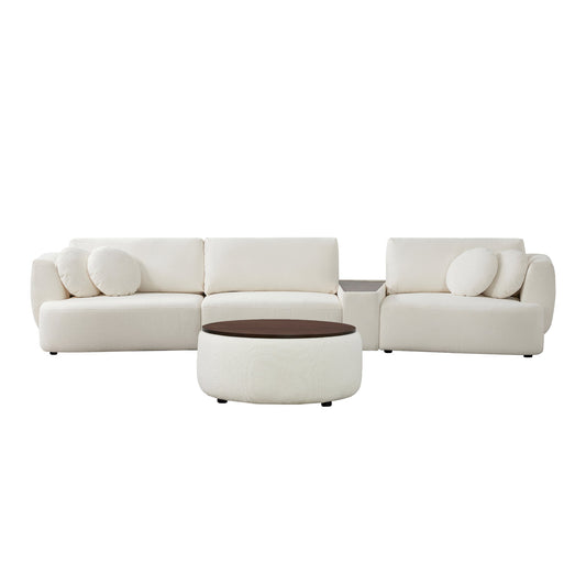 3-Seat Curved Modular Sofa with Generous Dimensions