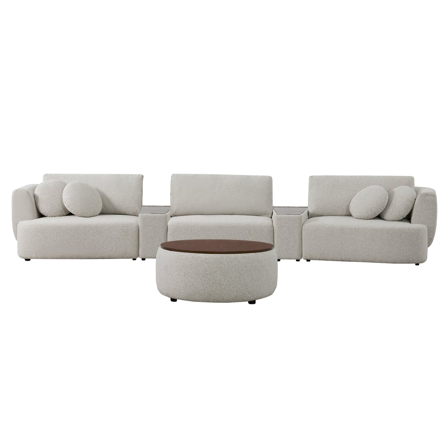 3-Seat Curved Modular Sofa with Generous Dimensions