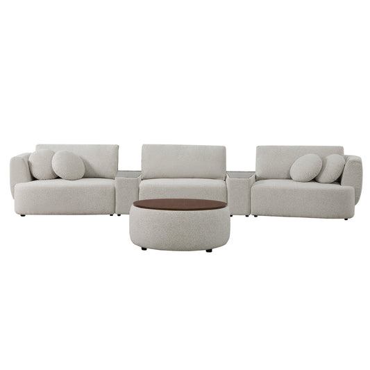 3-Seat Curved Modular Sofa with Generous Dimensions