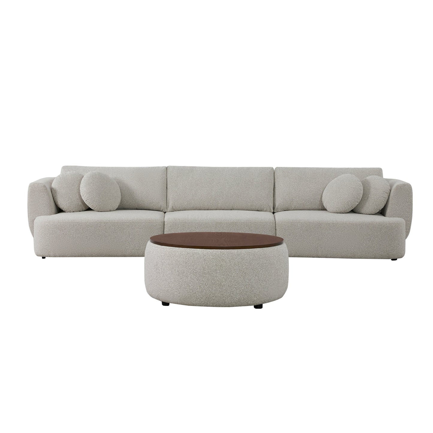 3-Seat Curved Modular Sofa with Generous Dimensions