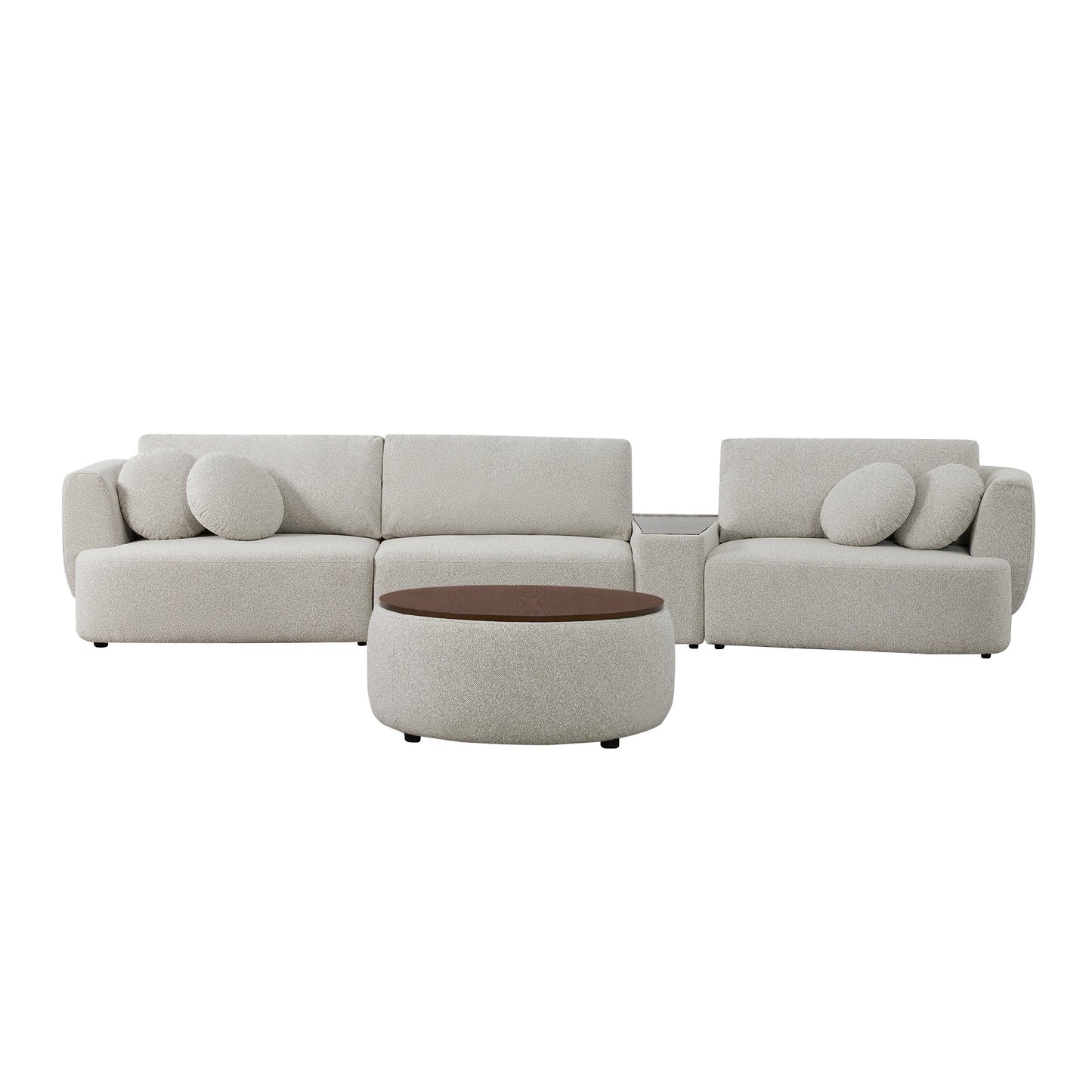 3-Seat Curved Modular Sofa with Generous Dimensions