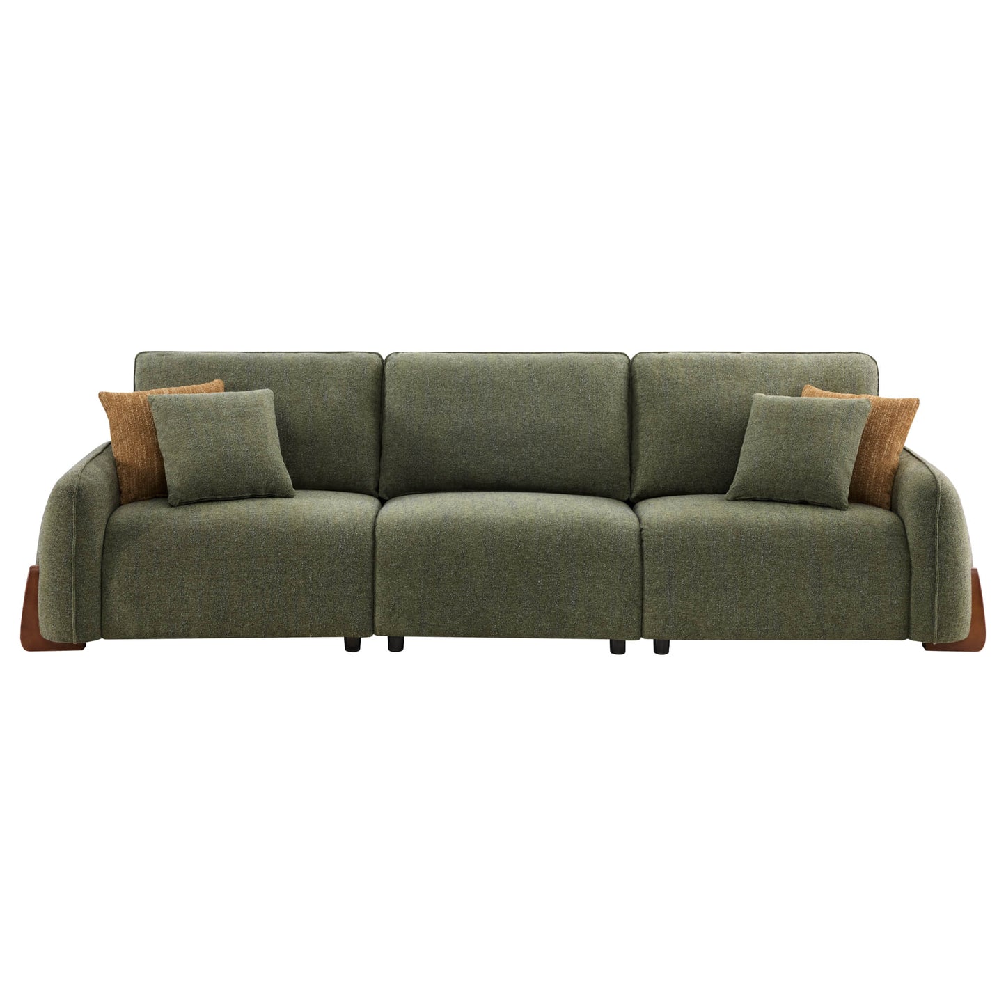 3-Seat Curved Sofa with Wooden Legs in Teleri Fabric