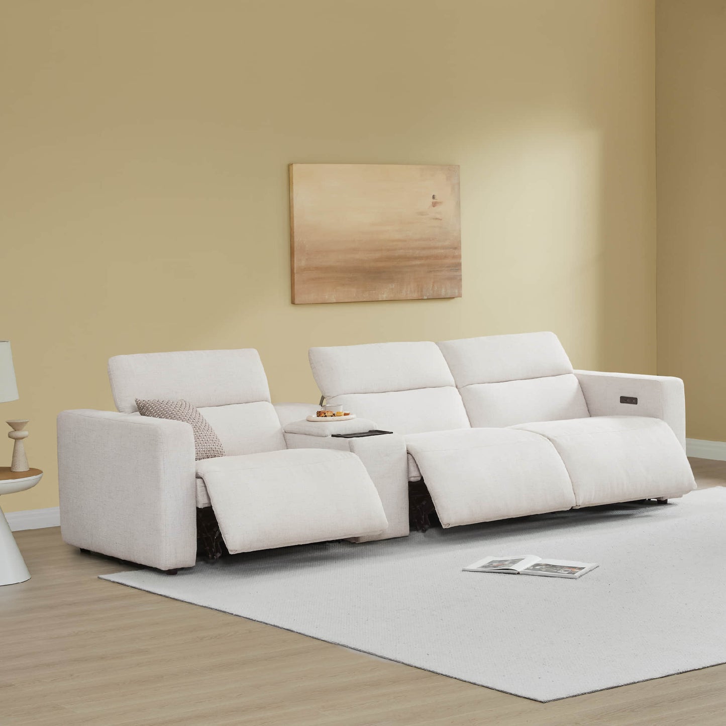 3-Seat Reclining Sectional Sofa with Power Headrest