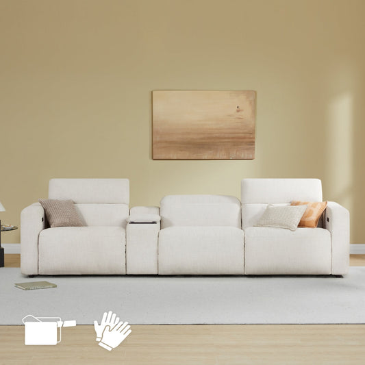 3-Seat Reclining Sectional Sofa with Power Headrest