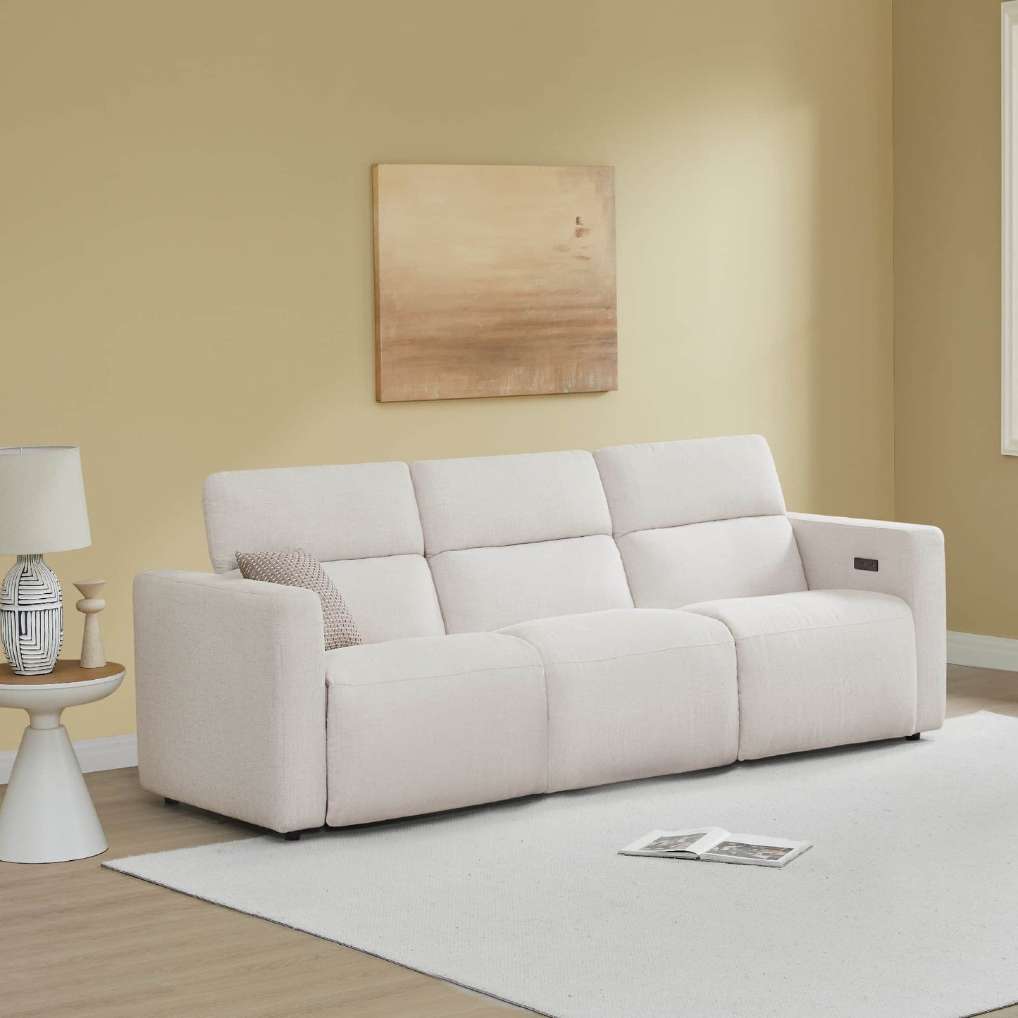 3-Seat Reclining Sectional Sofa with Power Headrest