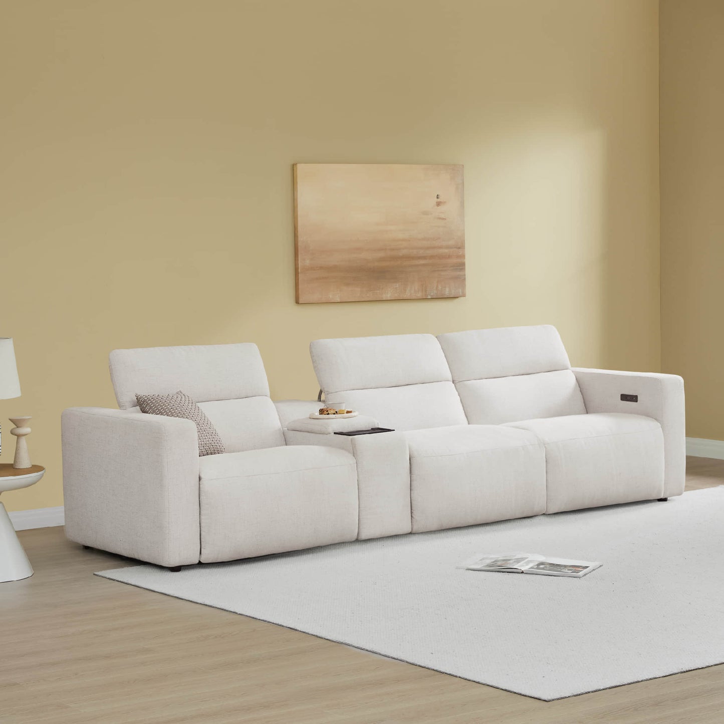 3-Seat Reclining Sectional Sofa with Power Headrest