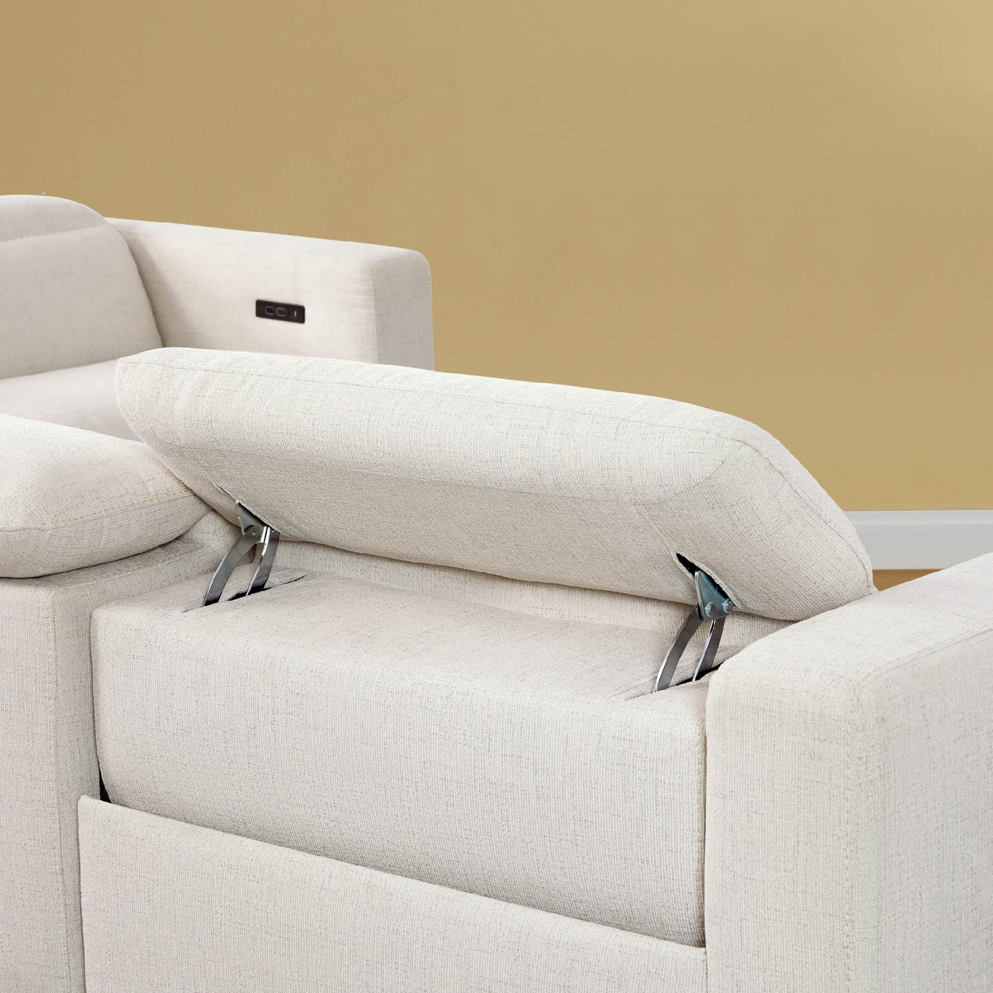 3-Seat Reclining Sectional Sofa with Power Headrest