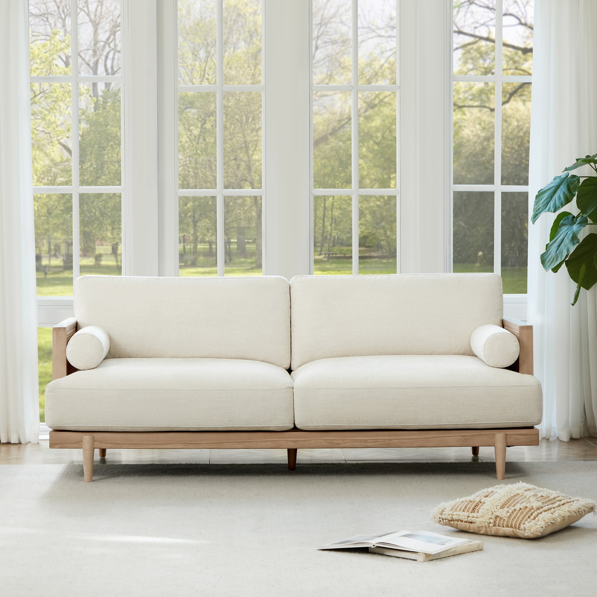 3-Seater Cane Sofa in Modern Design (78.75'')