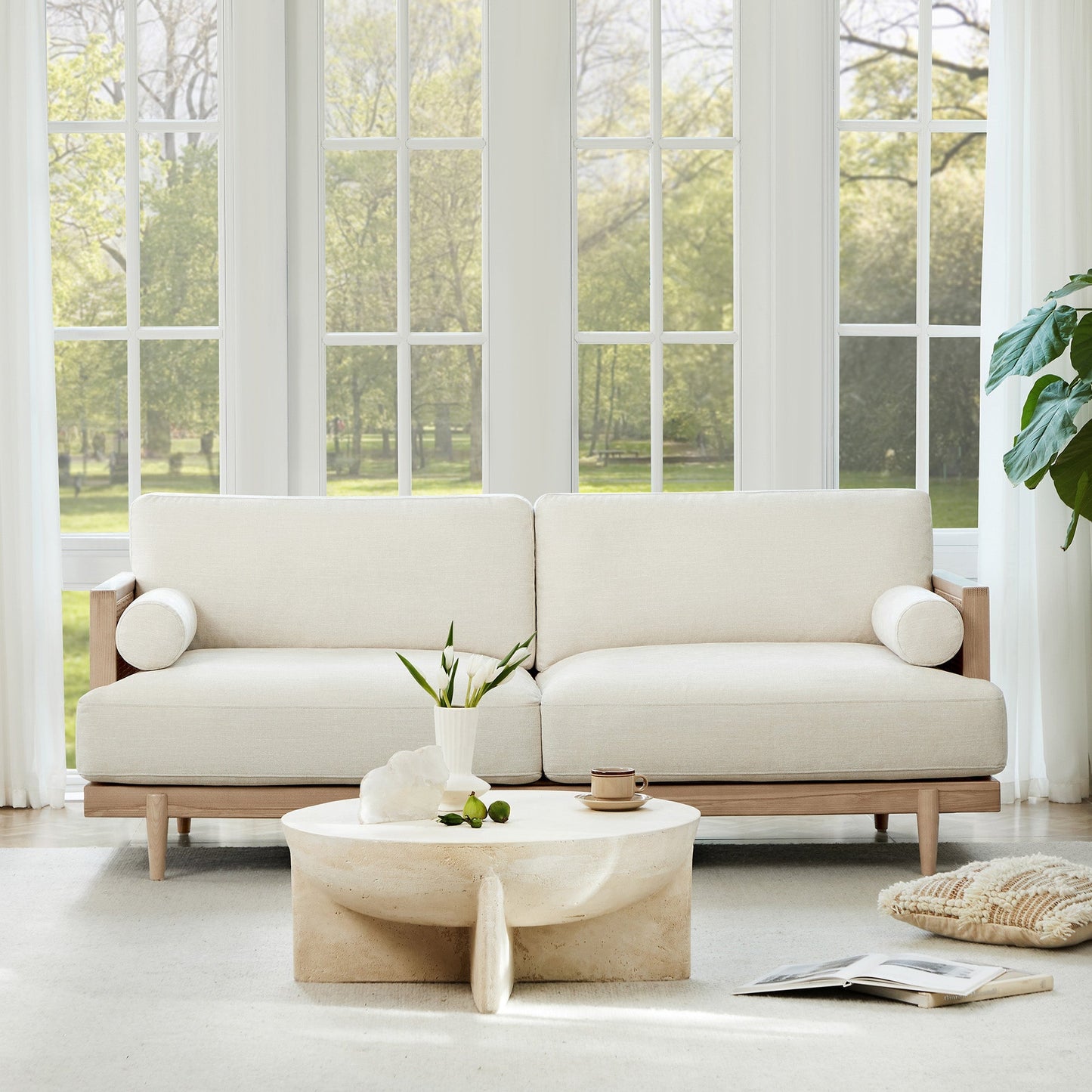 3-Seater Cane Sofa in Modern Design (78.75'')