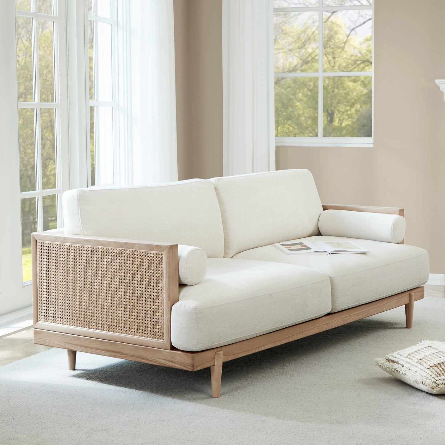 3-Seater Cane Sofa in Modern Design (78.75'')