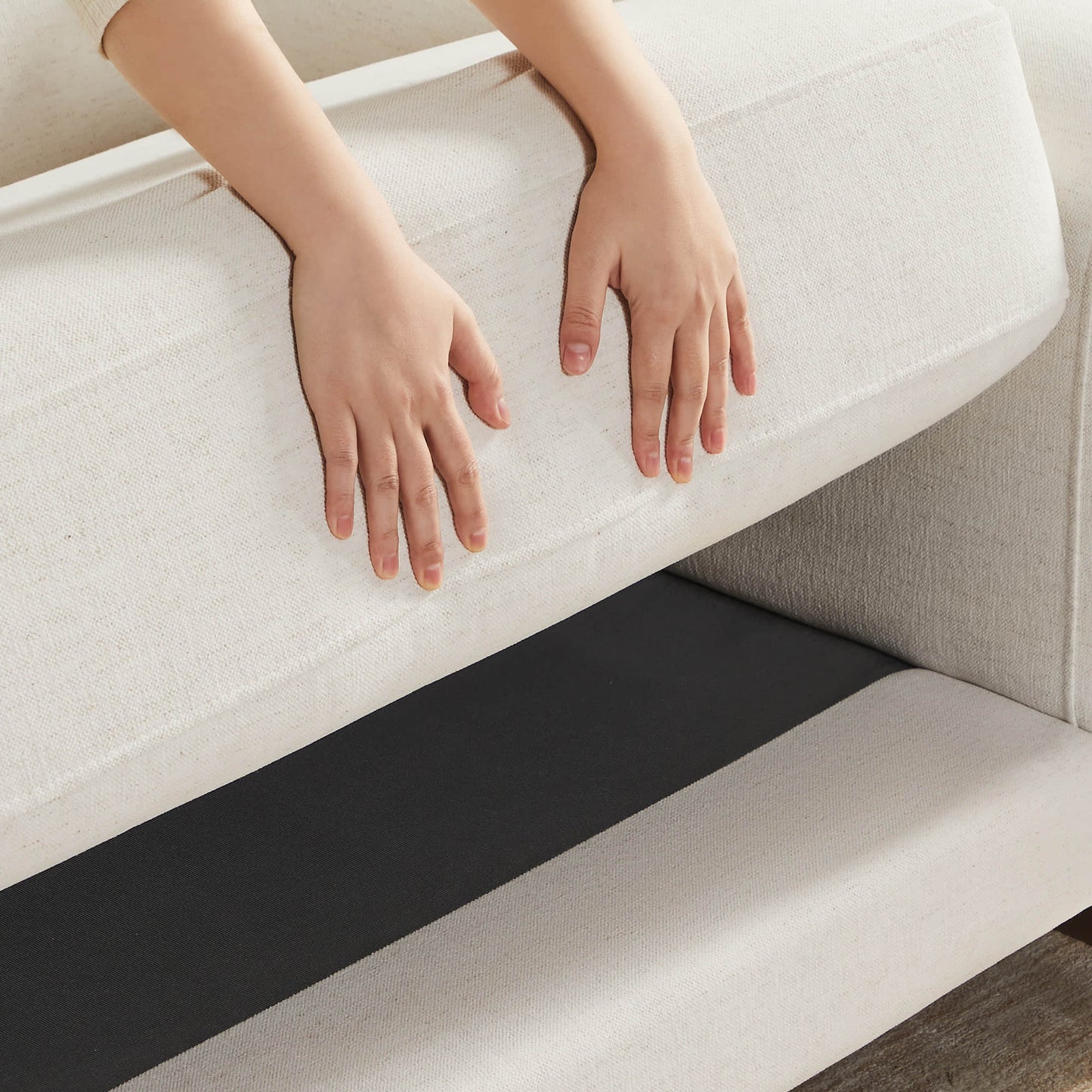 3-Seater Chenille Sofa with Birch Wood Base