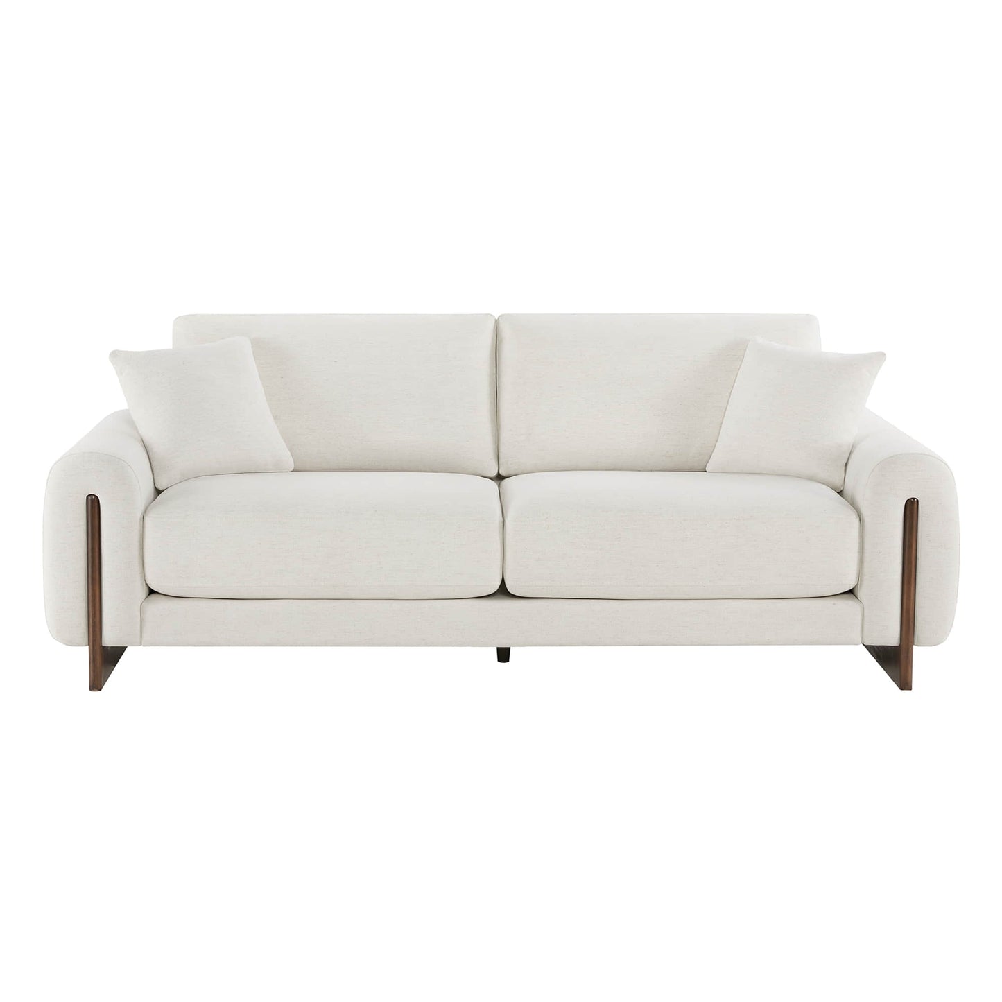 3-Seater Chenille Sofa with Birch Wood Base