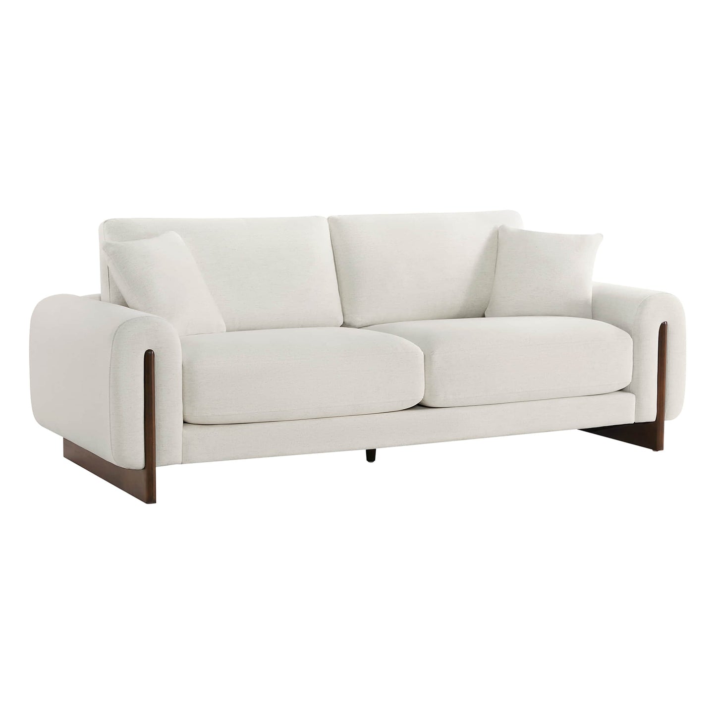3-Seater Chenille Sofa with Birch Wood Base