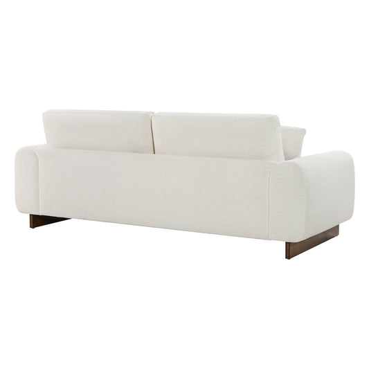 3-Seater Chenille Sofa with Birch Wood Base
