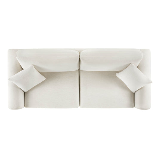 3-Seater Chenille Sofa with Birch Wood Base