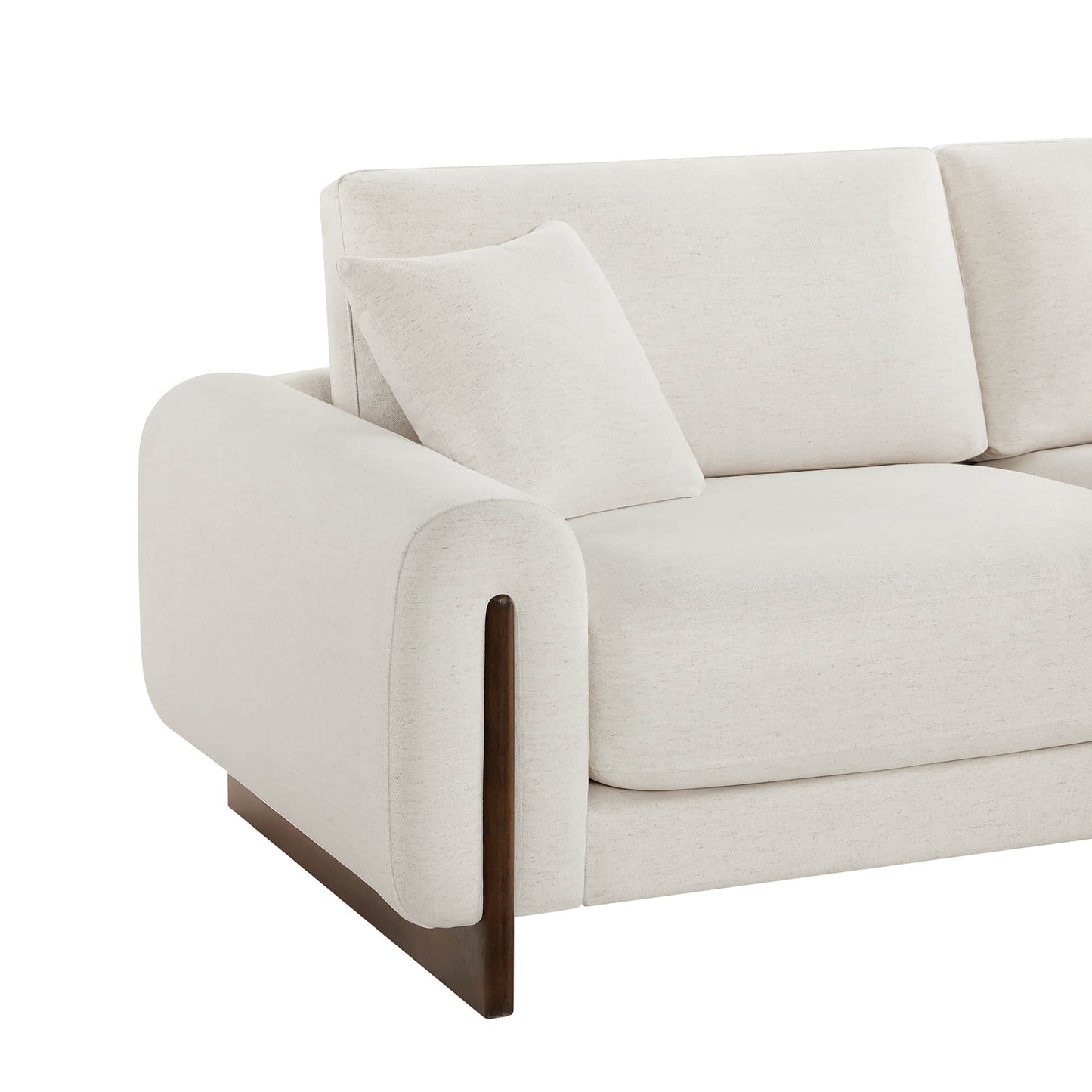 3-Seater Chenille Sofa with Birch Wood Base