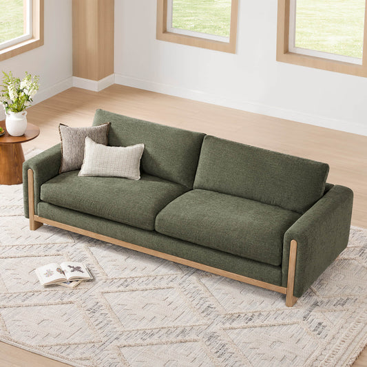 3-Seater Sofa in Performance Fabric with Ash Wood Base