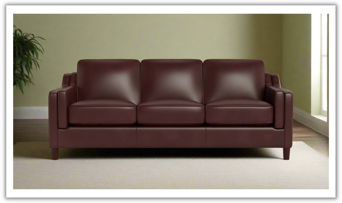 Leather 3-Seater Sofa with Curved Arms