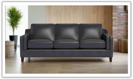 Leather 3-Seater Sofa with Curved Arms