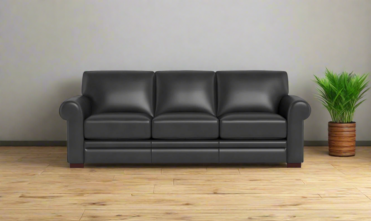 3-Seater Sofa in Waxy Pull-Up Leather with Classic Design