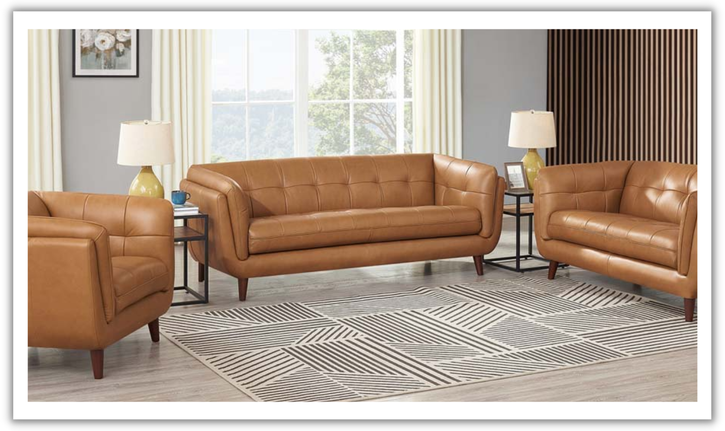 3-Seater Leather Sofa with High-Density Cushions
